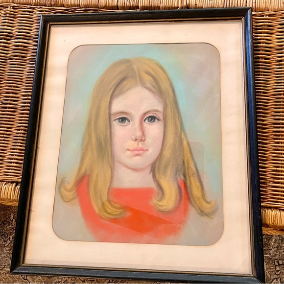 Original Art Work Painting Vintage Pastel Portrait Of a Young Girl - Picture 13 of 16